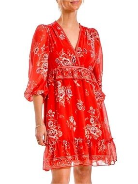 Max Studio orange-red floral dress